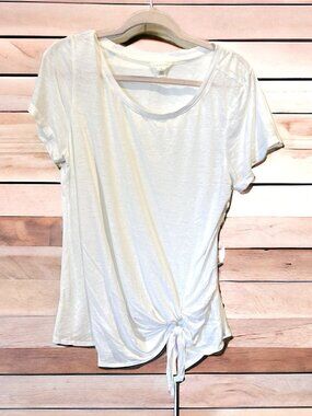Caslon White Side Tie Knot Short Sleeve Crew Neck Tee Women’s NWT